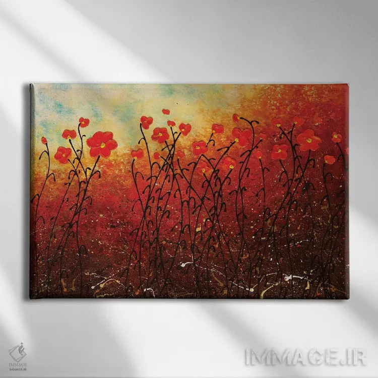تابلو گلهای شکوفا اثر کارمن گودز - نمای روبهرو روی دیوار