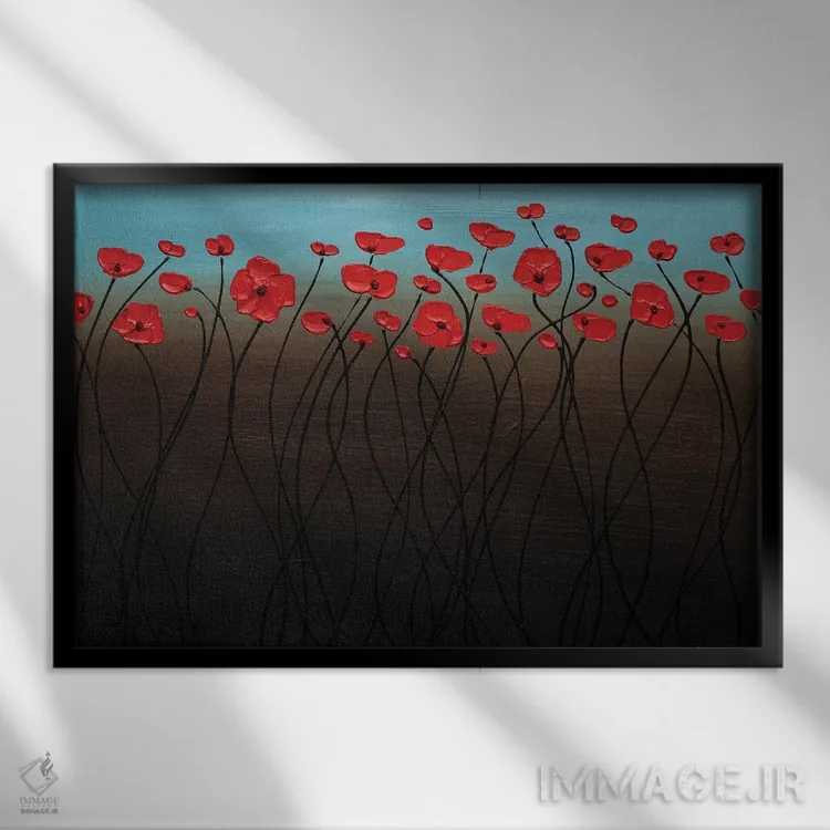 تابلو آسمان آبی اثر کارمن گودز - نمای قابدار مشکی