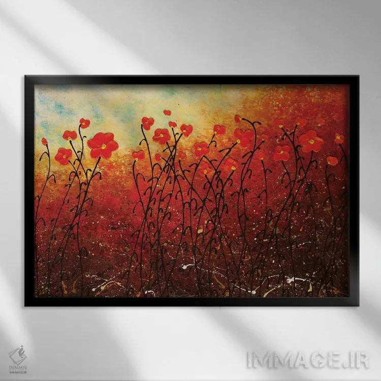 تابلو گلهای شکوفا اثر کارمن گودز - نمای قابدار مشکی