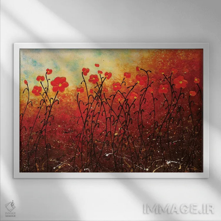 تابلو گلهای شکوفا اثر کارمن گودز - نمای قابدار سفید