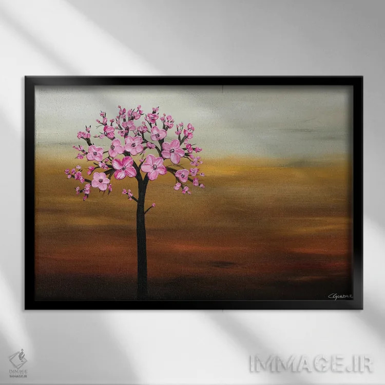 تابلو شکوفه گیلاس اثر کارمن گودز - نمای قابدار مشکی