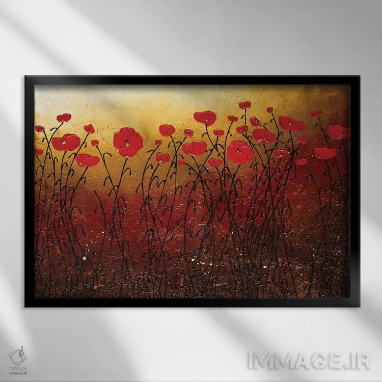 تابلو دشت گلدار اثر کارمن گودز - نمای قابدار مشکی
