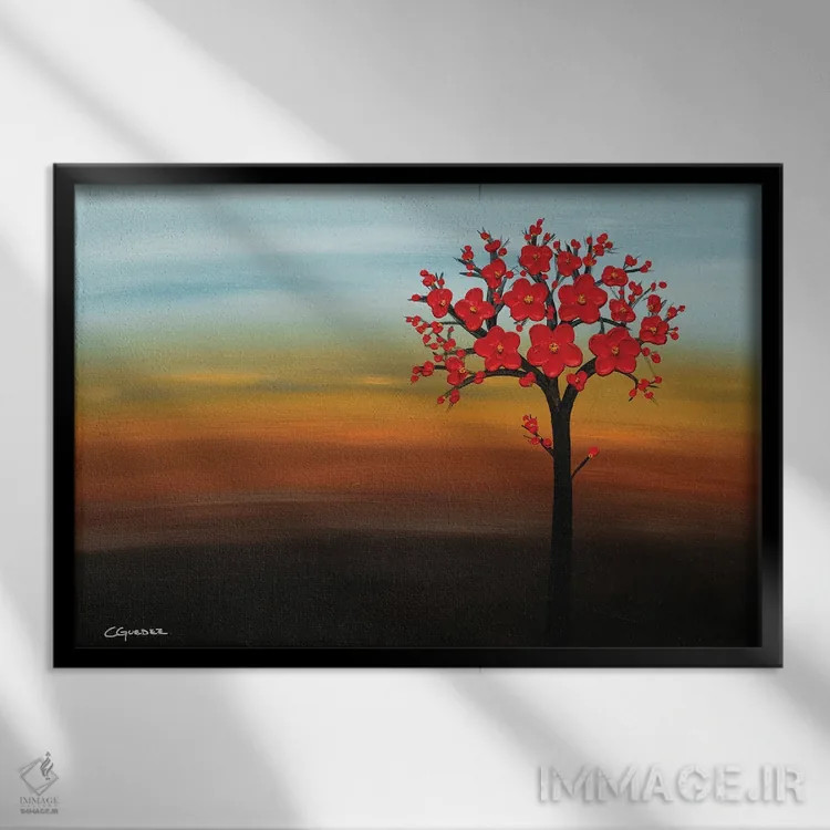 تابلو ساعت طلایی اثر کارمن گودز - نمای قابدار مشکی