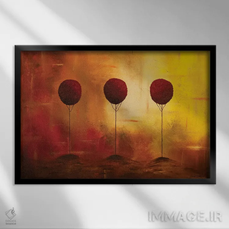 تابلو سه نفر تنها اما با هم اثر کارمن گودز - نمای قابدار مشکی