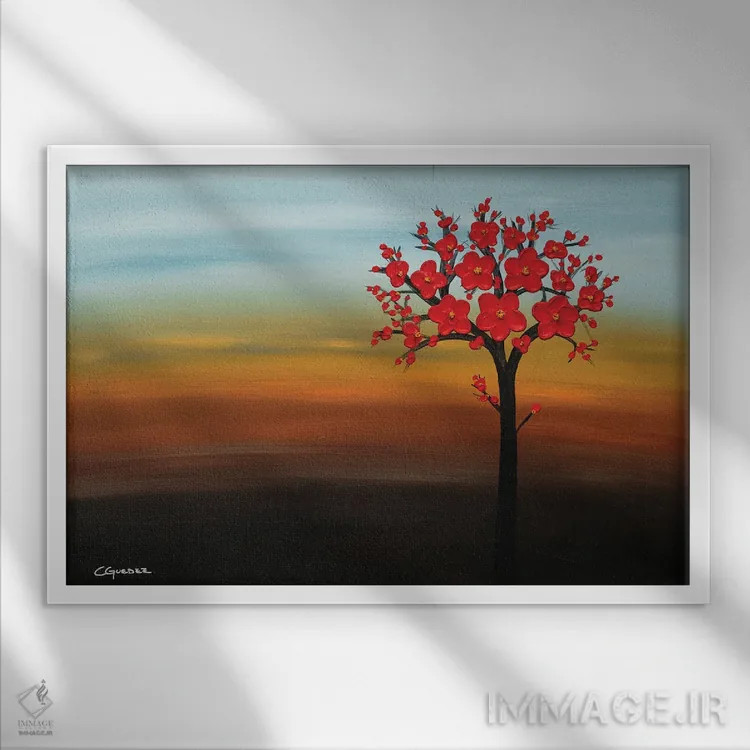 تابلو ساعت طلایی اثر کارمن گودز - نمای قابدار سفید