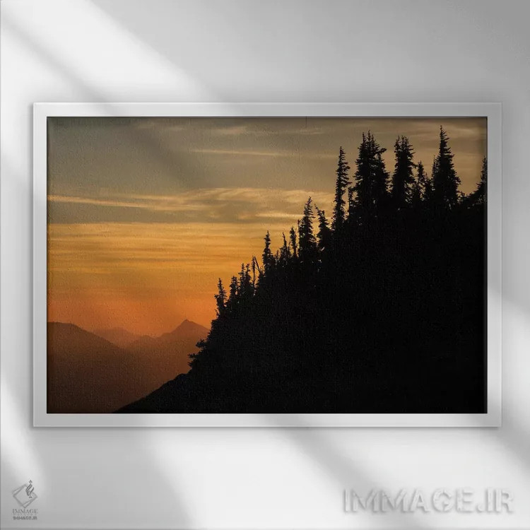 تابلو غروب آلپ المپیک اثر کن آرچر - نمای قابدار سفید