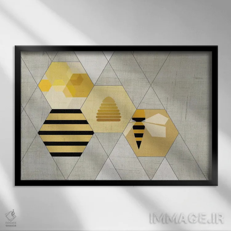 تابلو زنبورها ۲ اثر چایا شرادر - نمای قابدار مشکی