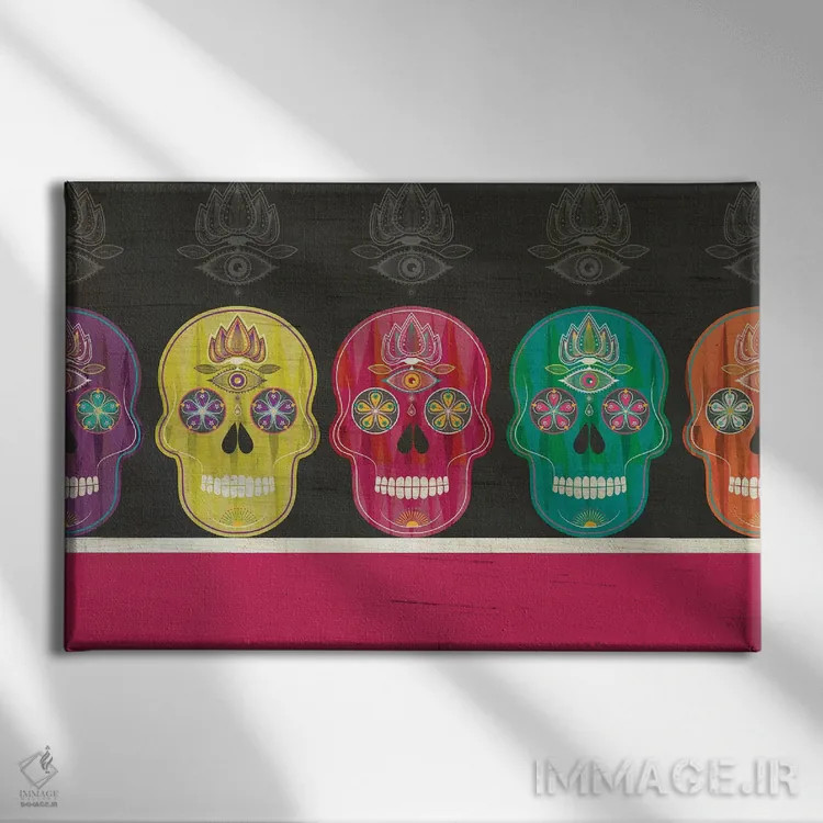 تابلو جمجمهها اثر چایا شرادر - نمای روبهرو روی دیوار