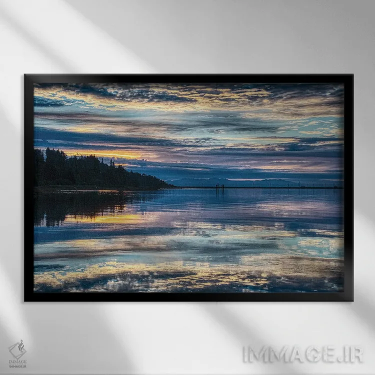 تابلو صبح بنفش اثر چاک بردیک - نمای قابدار مشکی