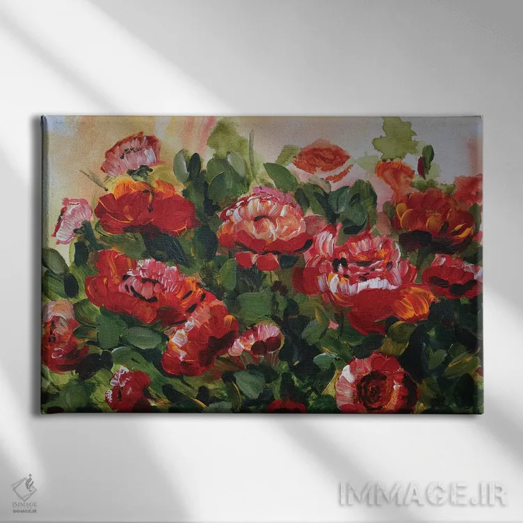 تابلو باغ شقایق قرمز اثر مارسی چپمن - نمای روبهرو روی دیوار