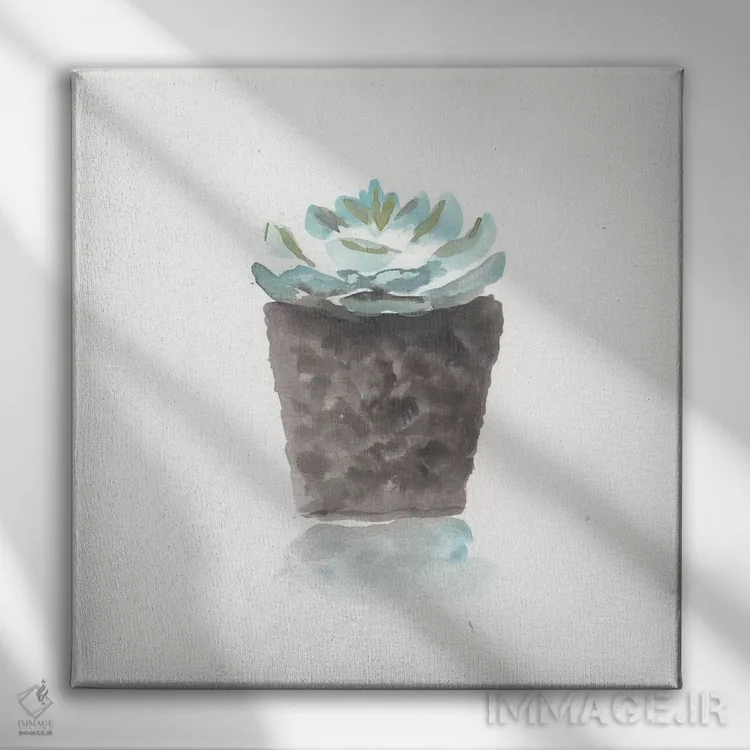 تابلو طبیعت بیجان کاکتوس آبرنگی ۱ اثر مارسی چپمن - نمای روبهرو روی دیوار