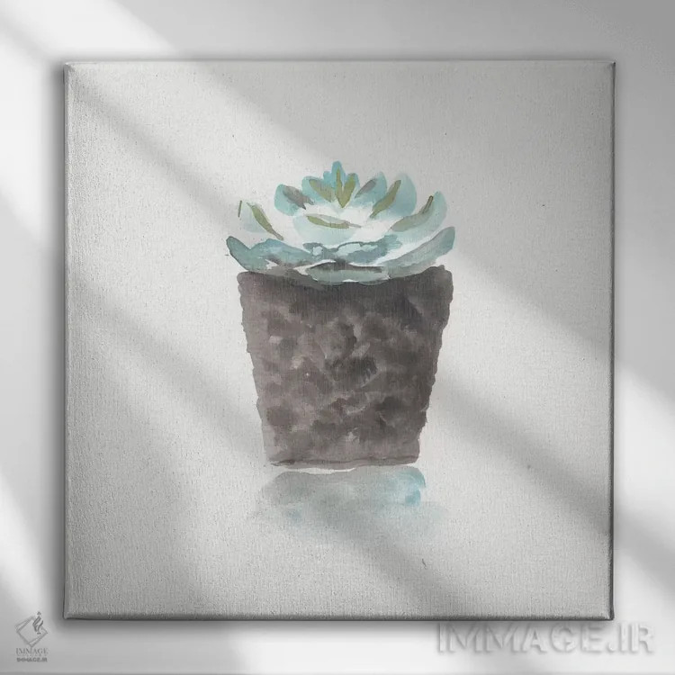 تابلو طبیعت بیجان کاکتوس آبرنگی ۱ اثر مارسی چپمن - نمای روبهرو روی دیوار