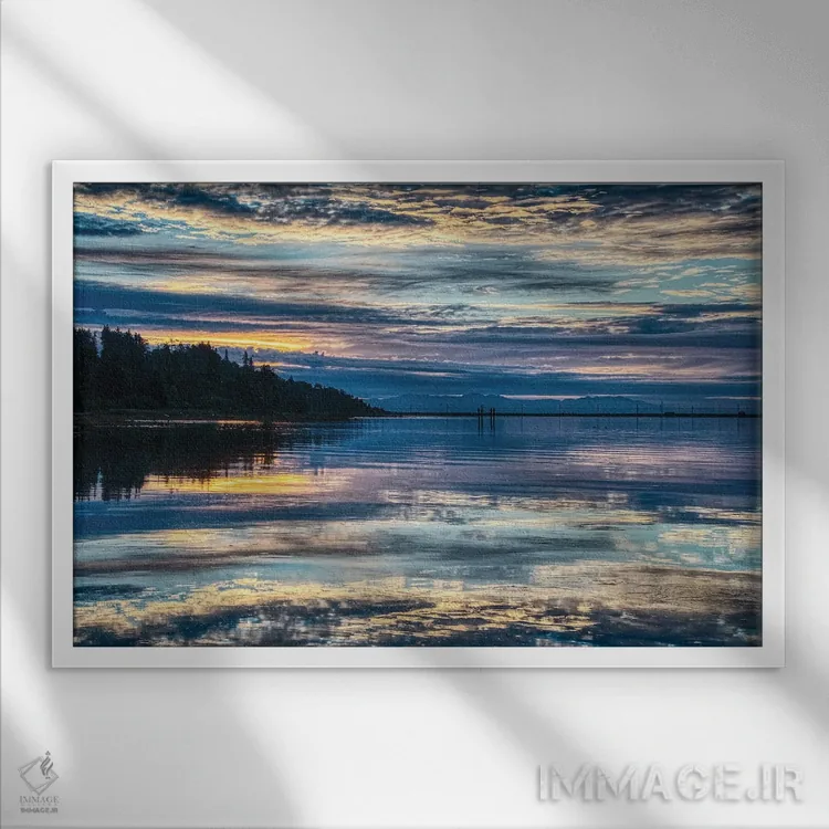 تابلو صبح بنفش اثر چاک بردیک - نمای قابدار سفید