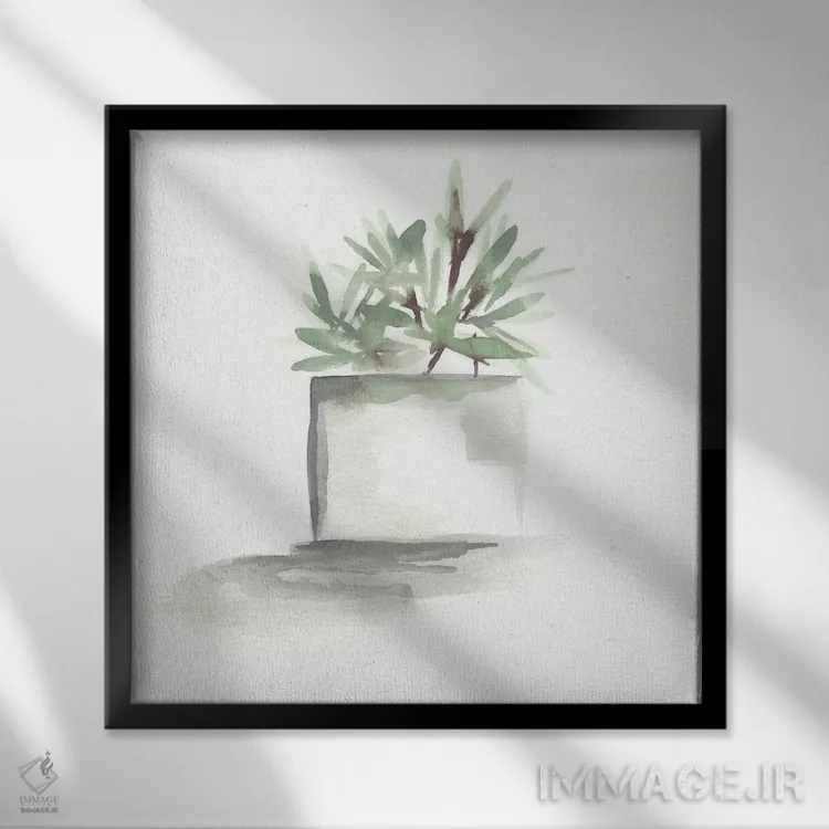 تابلو طبیعت بیجان کاکتوس آبرنگی ۴ اثر مارسی چپمن - نمای قابدار مشکی
