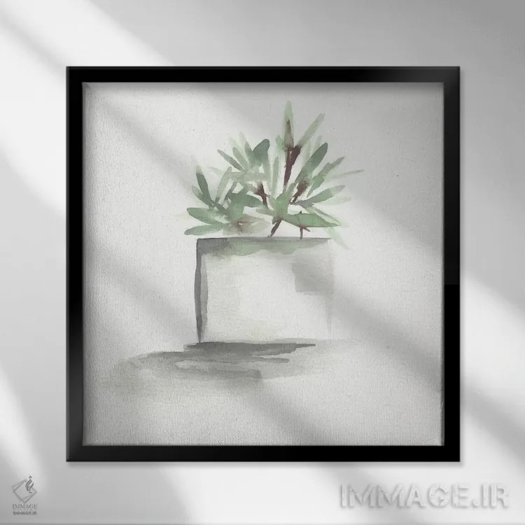 تابلو طبیعت بیجان کاکتوس آبرنگی ۴ اثر مارسی چپمن - نمای قابدار مشکی