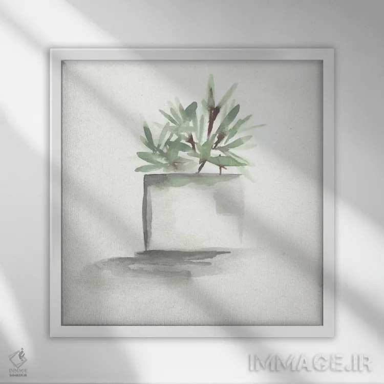 تابلو طبیعت بیجان کاکتوس آبرنگی ۴ اثر مارسی چپمن - نمای قابدار سفید