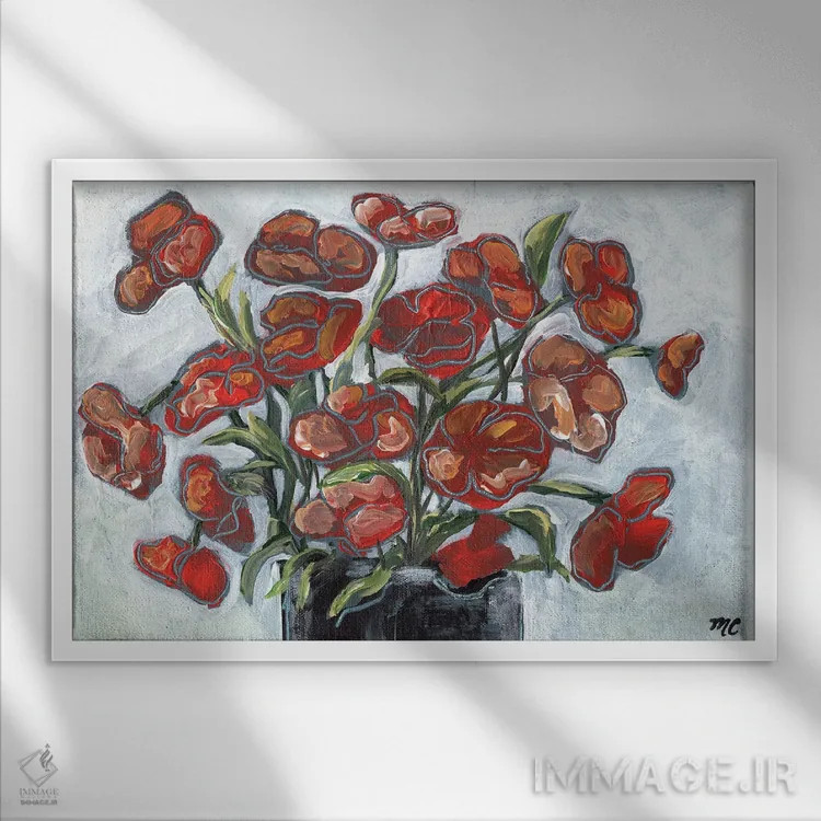 تابلو شقایقهای دستچین اثر مارسی چپمن - نمای قابدار سفید