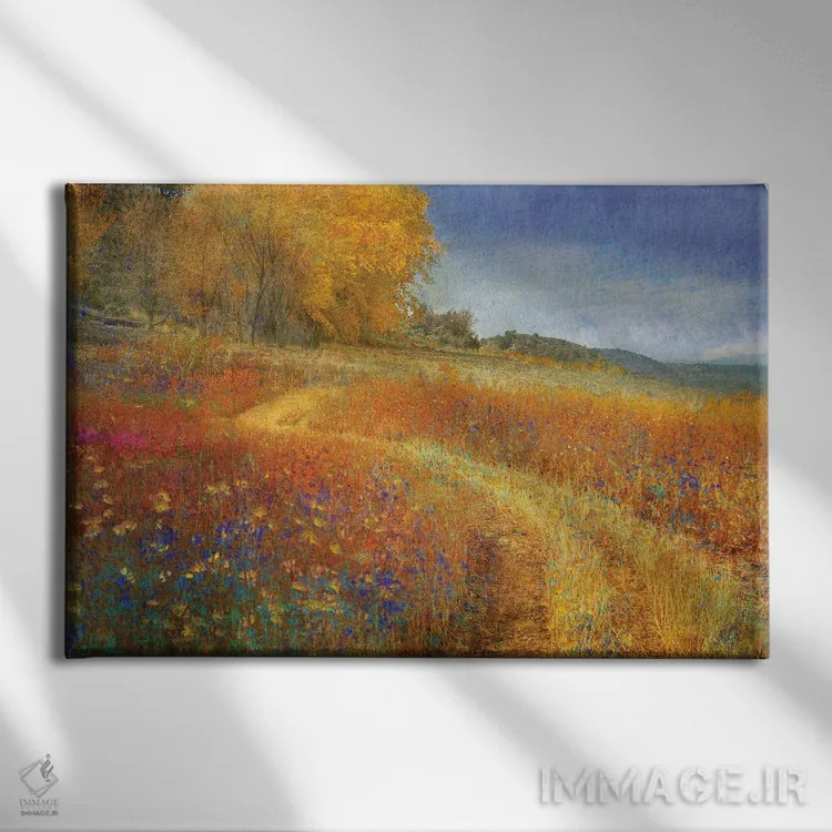 تابلو درختان زرد و بیدها اثر کریستوفر وست - نمای روبهرو روی دیوار