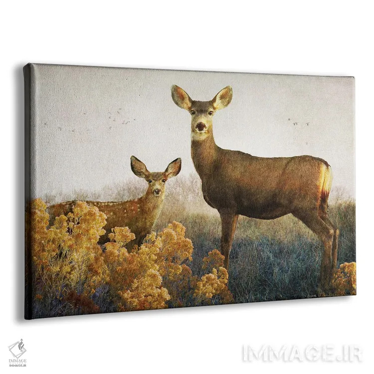 تابلو آهو و بچه آهو اثر کریستوفر وست - نمای پرسپکتیو محصول