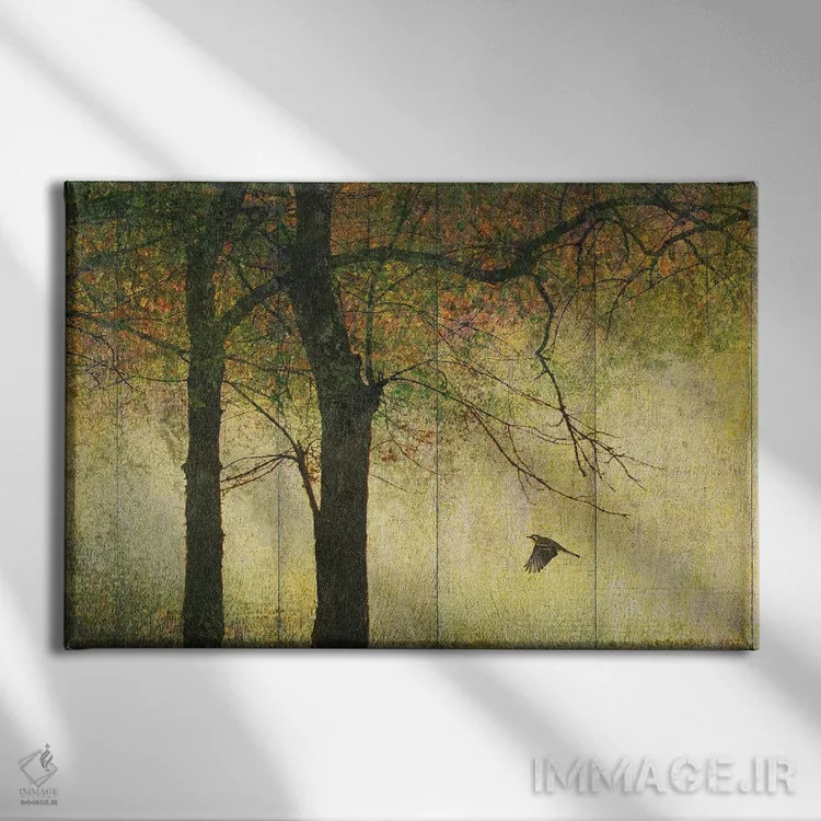 تابلو جنگل برگ طلایی اثر کریستوفر وست - نمای روبهرو روی دیوار