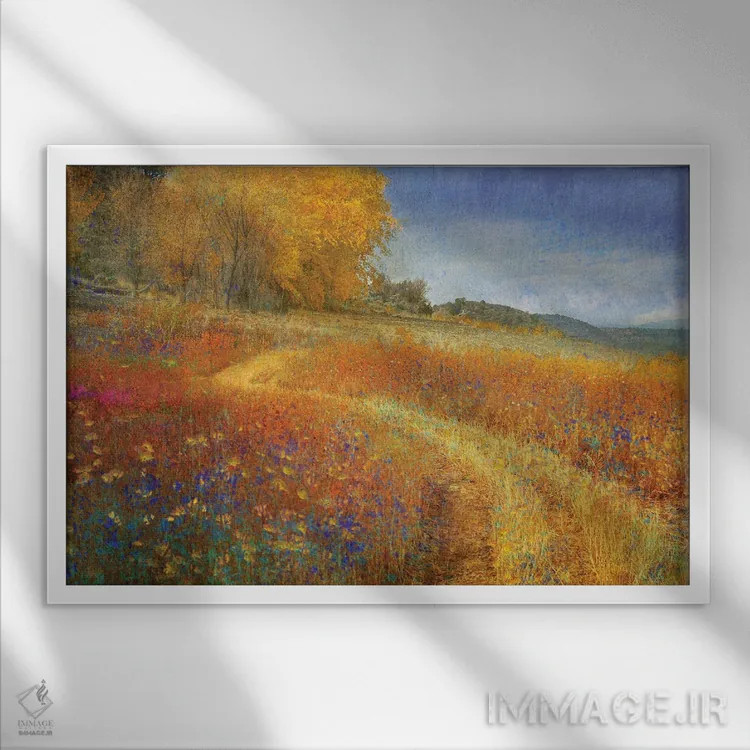 تابلو درختان زرد و بیدها اثر کریستوفر وست - نمای قابدار سفید