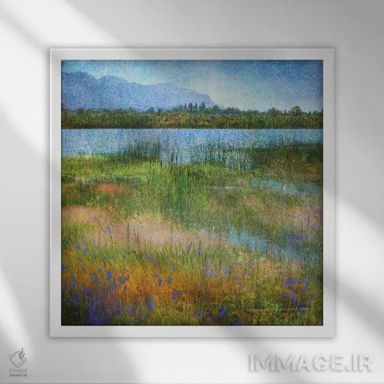 تابلو دریاچه نزدیک مسا ورده اثر کریستوفر وست - نمای قابدار سفید