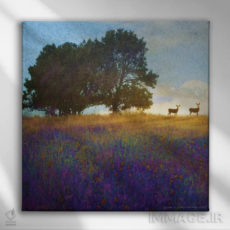 تابلو گلهای تپه درختی اثر کریستوفر وست - نمای روبهرو روی دیوار