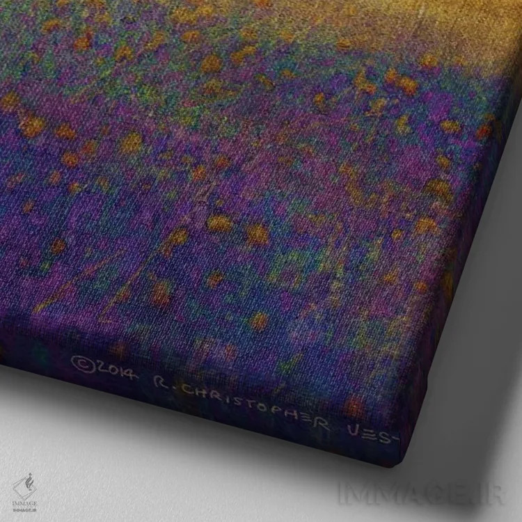 تابلو گلهای تپه درختی اثر کریستوفر وست - نمای نزدیک بافت بوم