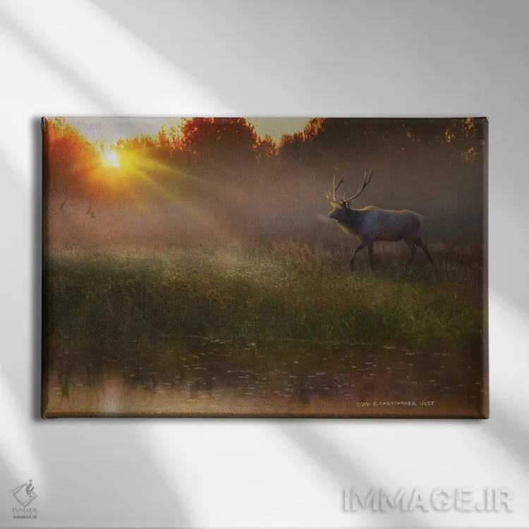 تابلو نوشیدنی خنک (گوزن نر) اثر کریستوفر وست - نمای روبهرو روی دیوار