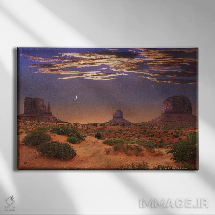 تابلو مریک و دستکشها (منظرهی Monument Valley) اثر کریستوفر وست - نمای روبهرو روی دیوار