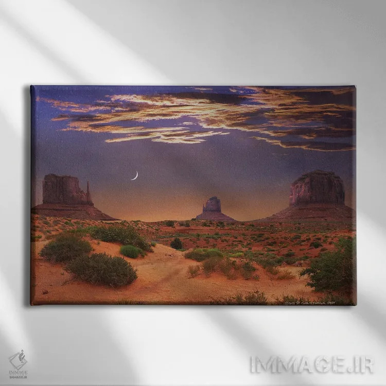 تابلو مریک و دستکشها (منظرهی Monument Valley) اثر کریستوفر وست - نمای روبهرو روی دیوار