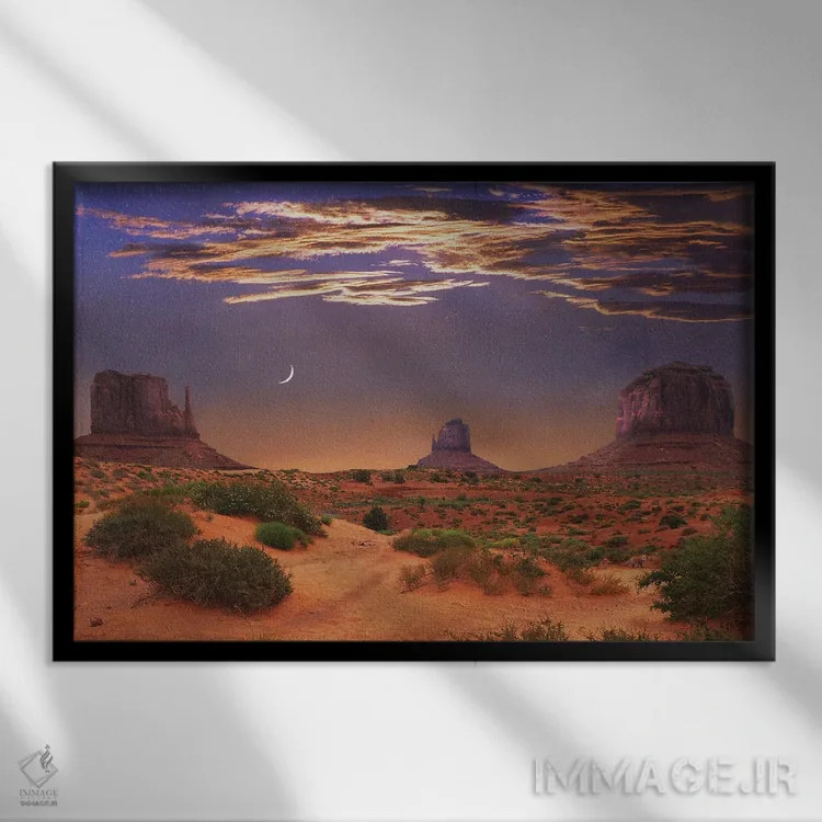 تابلو مریک و دستکشها (منظرهی Monument Valley) اثر کریستوفر وست - نمای قابدار مشکی