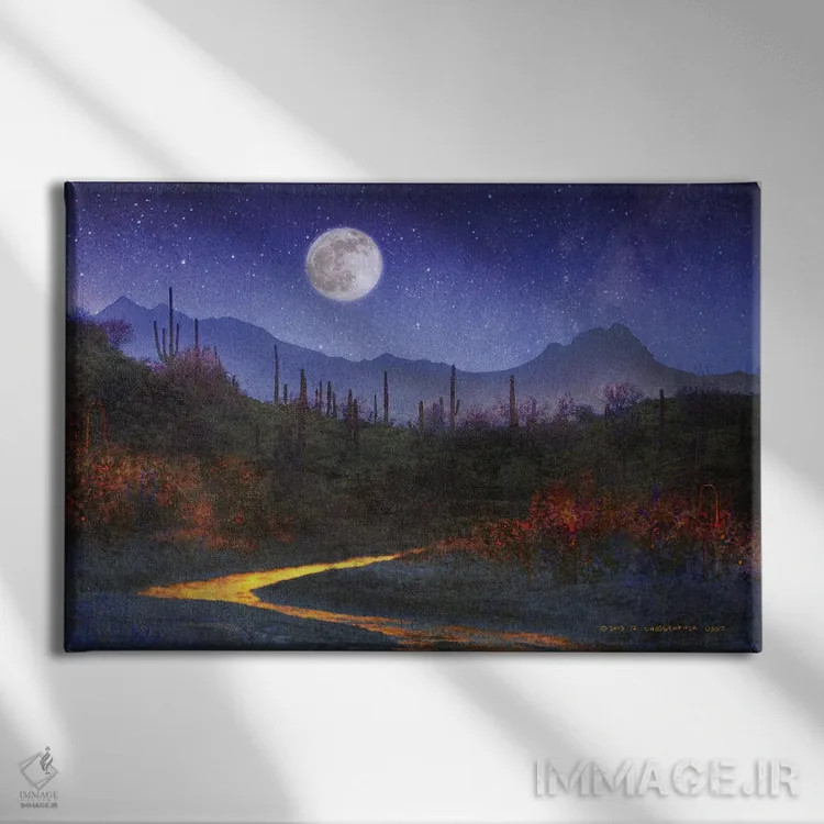 تابلو غروب بر فراز ساگواروها اثر کریستوفر وست - نمای روبهرو روی دیوار