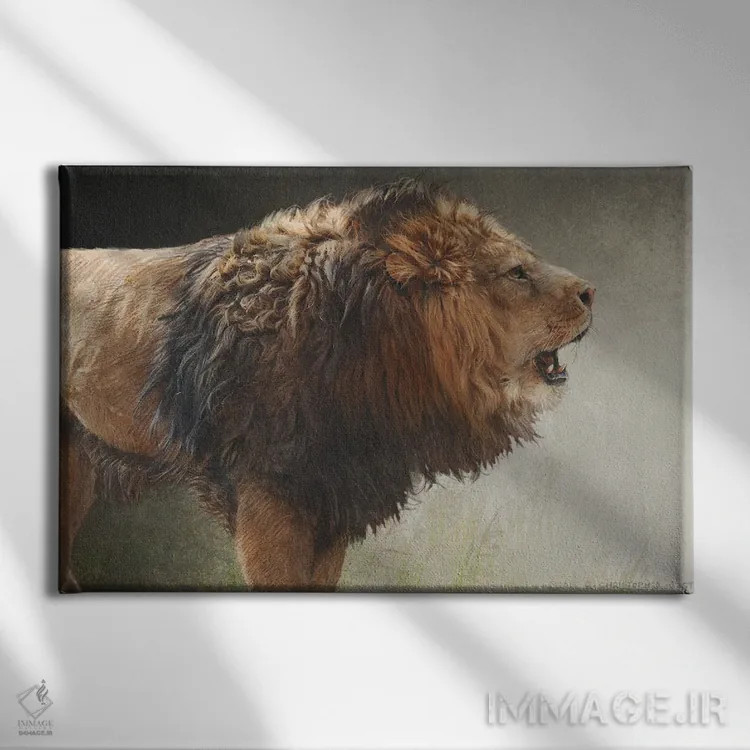 تابلو شیر غران اثر کریستوفر وست - نمای روبهرو روی دیوار