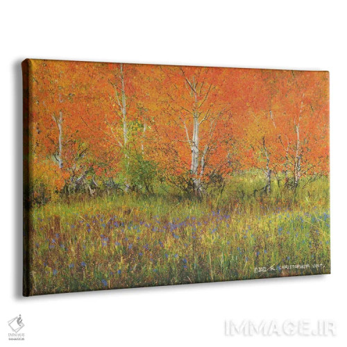 تابلو سپیدارهای نارنجی اثر کریستوفر وست - نمای پرسپکتیو محصول