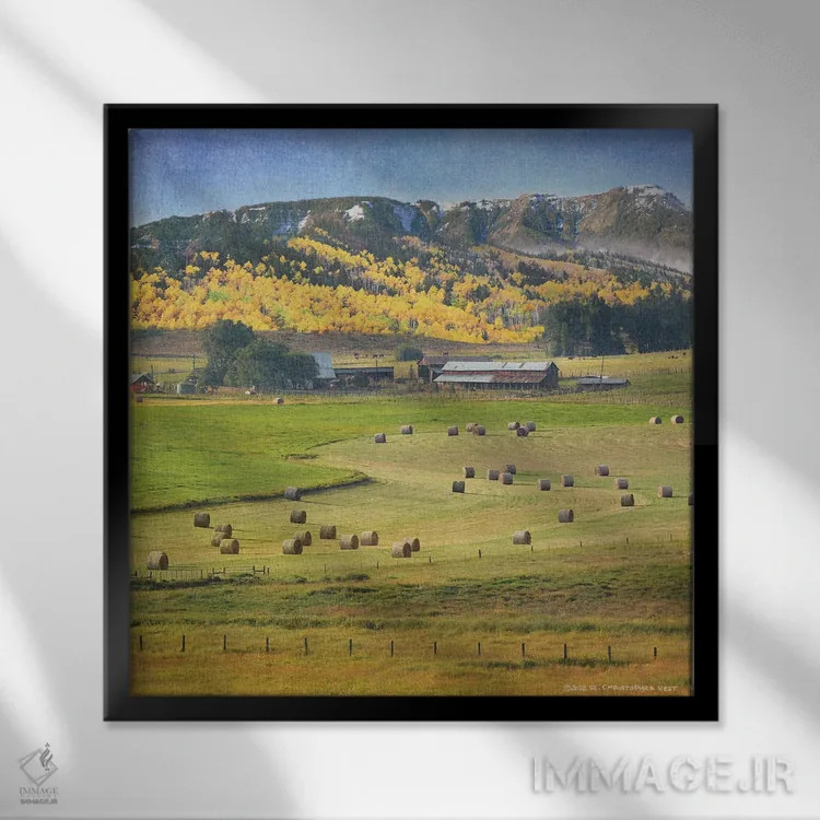 تابلو پشتههای علف خشک نهر گیلاس اثر کریستوفر وست - نمای قابدار مشکی