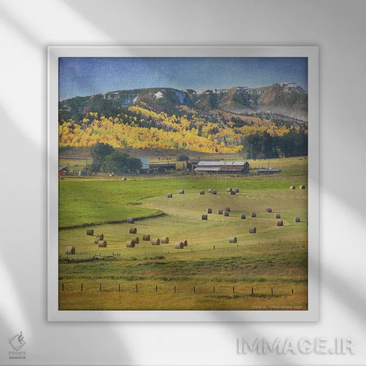 تابلو پشتههای علف خشک نهر گیلاس اثر کریستوفر وست - نمای قابدار سفید