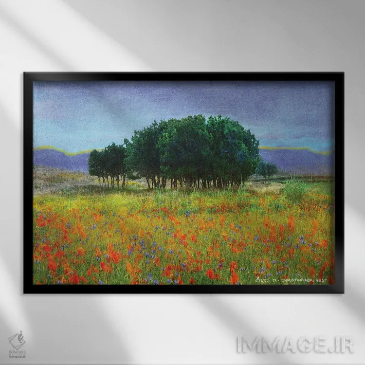 تابلو تودهای از بلوطها اثر کریستوفر وست - نمای قابدار مشکی