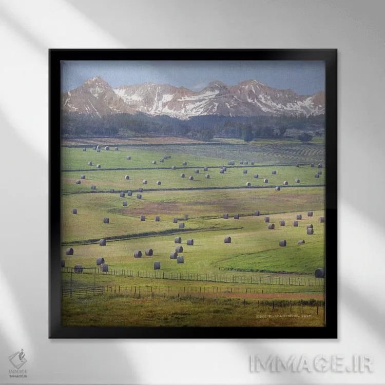 تابلو پشتههای علف خشک نهر گیلاس II اثر کریستوفر وست - نمای قابدار مشکی