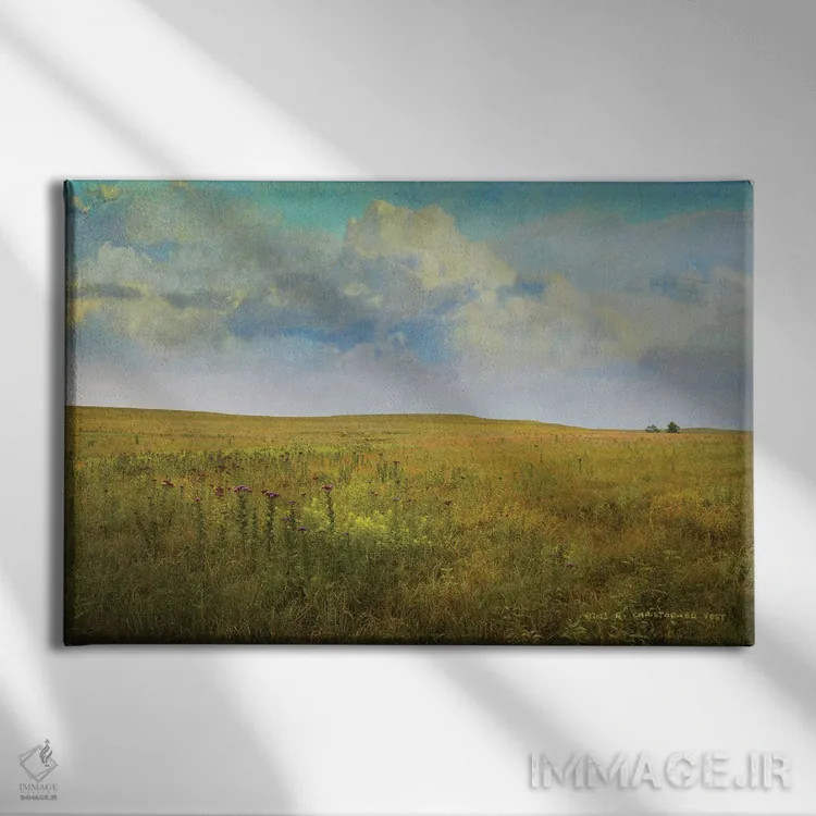 تابلو چمنزار بلند اثر کریستوفر وست - نمای روبهرو روی دیوار