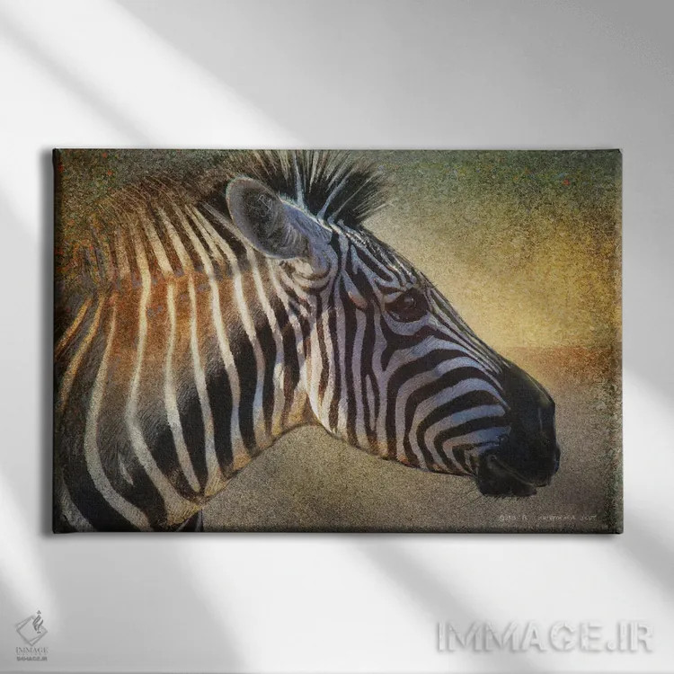 تابلو پرترهٔ گورخر اثر کریستوفر وست - نمای روبهرو روی دیوار