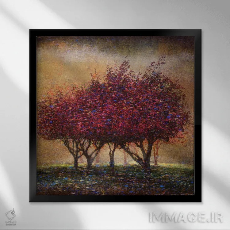 تابلو شکوفههای سیب وحشی اثر کریستوفر وست - نمای قابدار مشکی