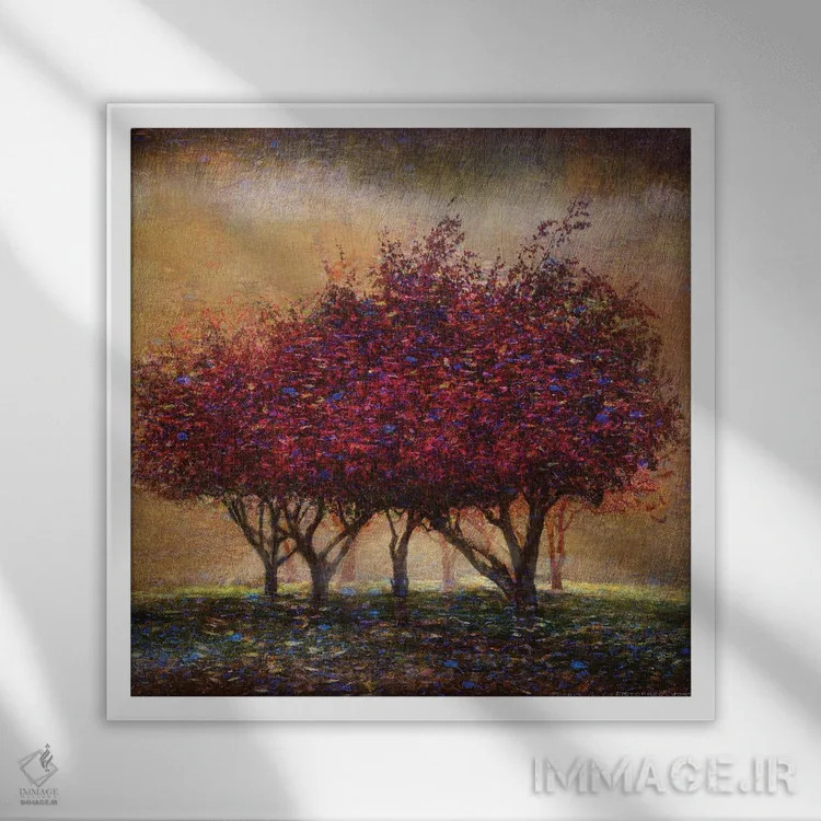 تابلو شکوفههای سیب وحشی اثر کریستوفر وست - نمای قابدار سفید