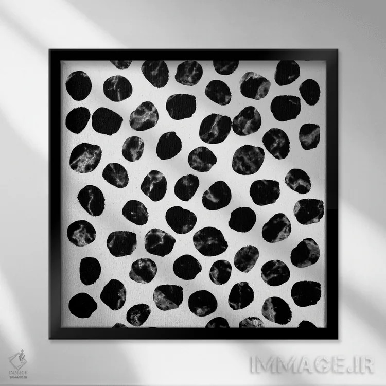 تابلو "نقطههای مرمری (سیاه و سفید)" اثر شارلوت وینتر - نمای قابدار مشکی