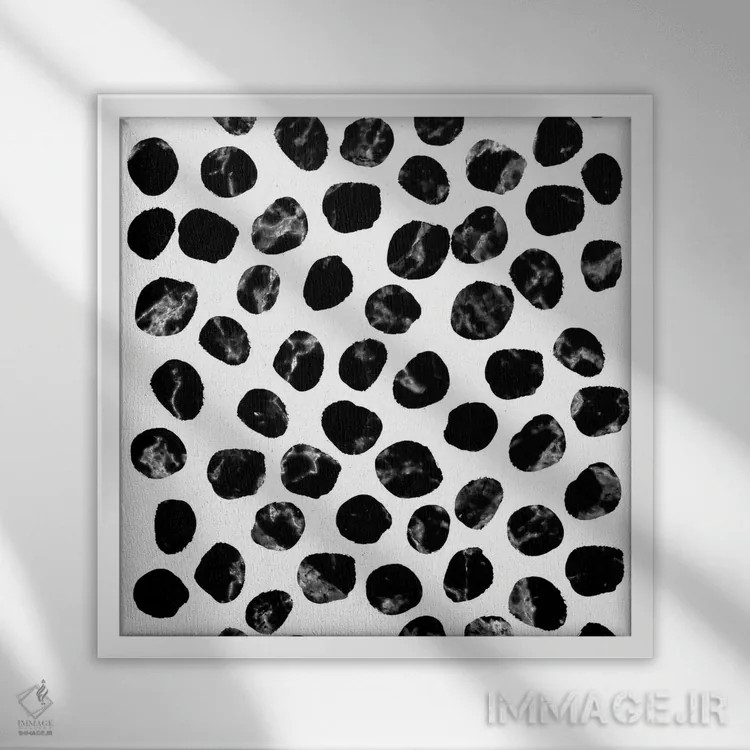 تابلو "نقطههای مرمری (سیاه و سفید)" اثر شارلوت وینتر - نمای قابدار سفید