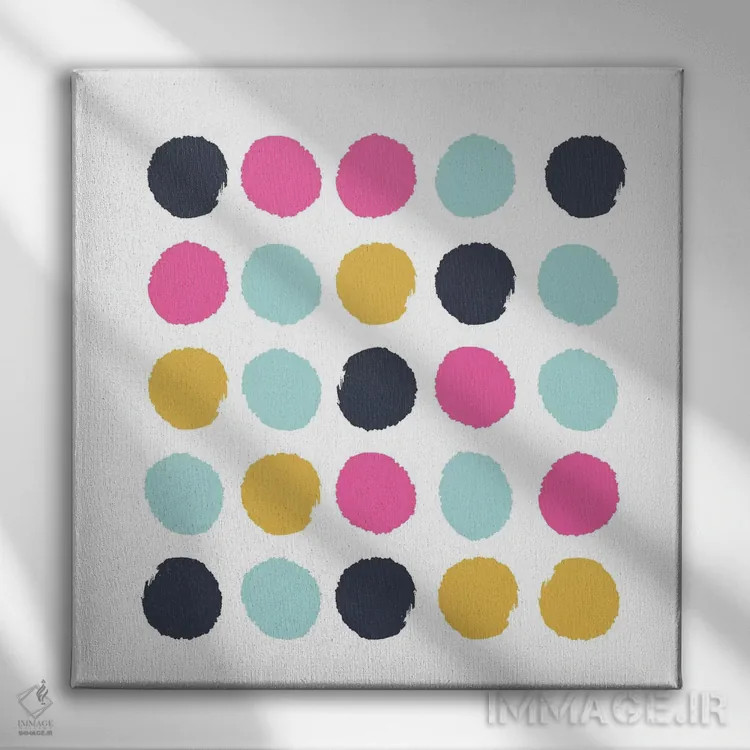 تابلو "نقطههای ساچا" اثر شارلوت وینتر - نمای روبهرو روی دیوار