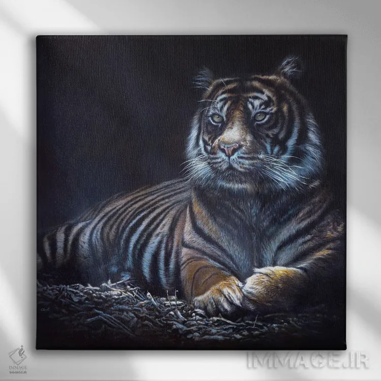 تابلو "درون سایهها" اثر هنر چامی - نمای روبهرو روی دیوار