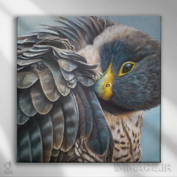 تابلو "چینخورده ۲" اثر هنر چامی - نمای روبهرو روی دیوار