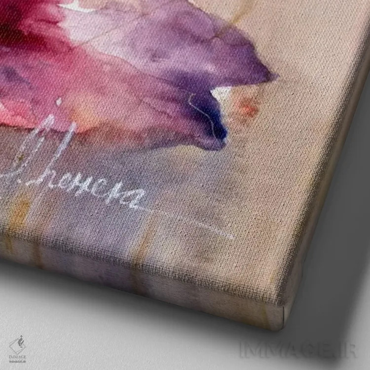 تابلو "شقایق آلوچه ۱" اثر لتیسیا هررا - نمای نزدیک بافت بوم