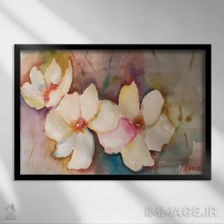 تابلو "گلهای افقی ۷" اثر لتیسیا هررا - نمای قابدار مشکی